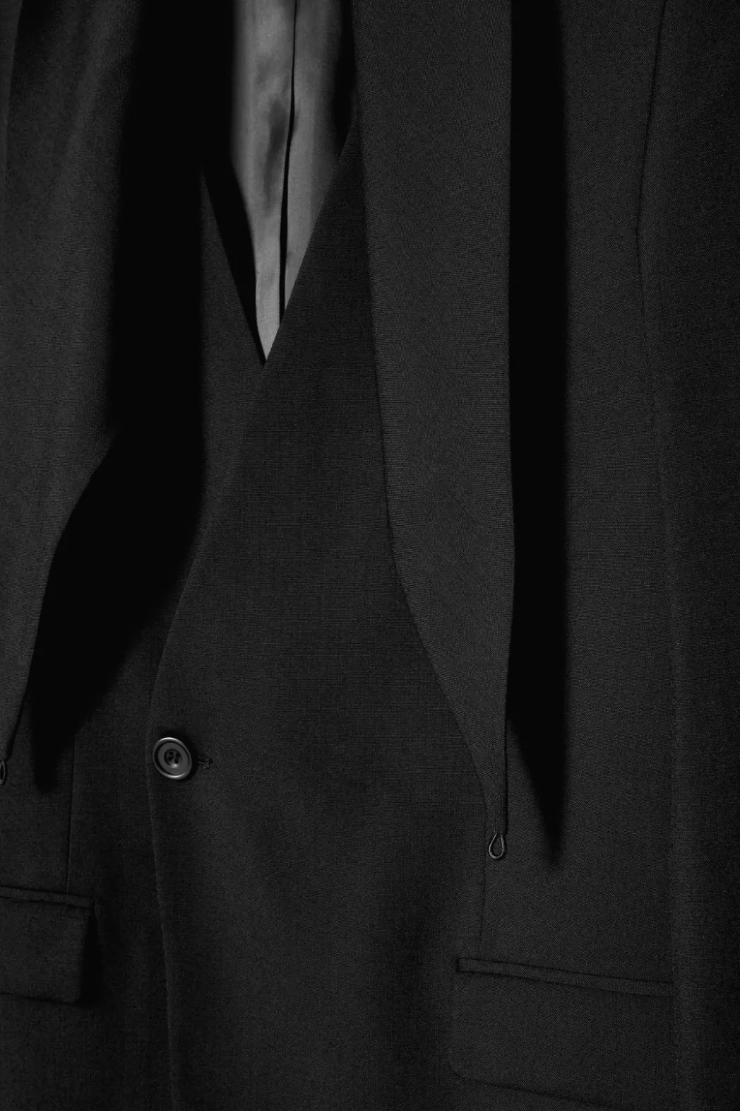 Online COS RELAXED SHAWL-COLLAR WOOL-HOPSACK BLAZER BLACK