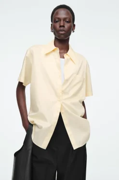 New COS RELAXED SHORT-SLEEVED COTTON SHIRT YELLOW