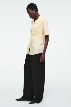 New COS RELAXED SHORT-SLEEVED COTTON SHIRT YELLOW