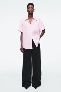 New COS RELAXED SHORT-SLEEVED COTTON SHIRT LIGHT PINK