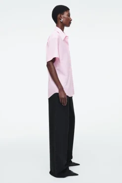 New COS RELAXED SHORT-SLEEVED COTTON SHIRT LIGHT PINK