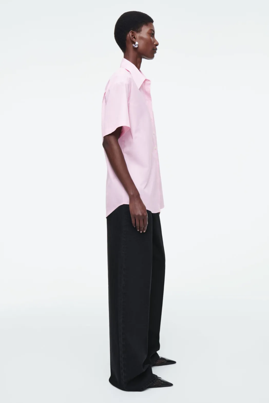 New COS RELAXED SHORT-SLEEVED COTTON SHIRT LIGHT PINK