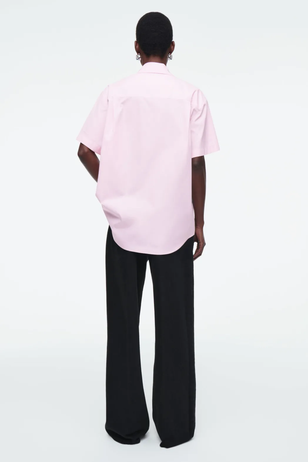 New COS RELAXED SHORT-SLEEVED COTTON SHIRT LIGHT PINK