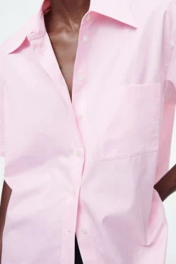 New COS RELAXED SHORT-SLEEVED COTTON SHIRT LIGHT PINK