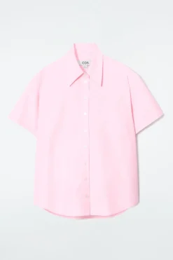 New COS RELAXED SHORT-SLEEVED COTTON SHIRT LIGHT PINK