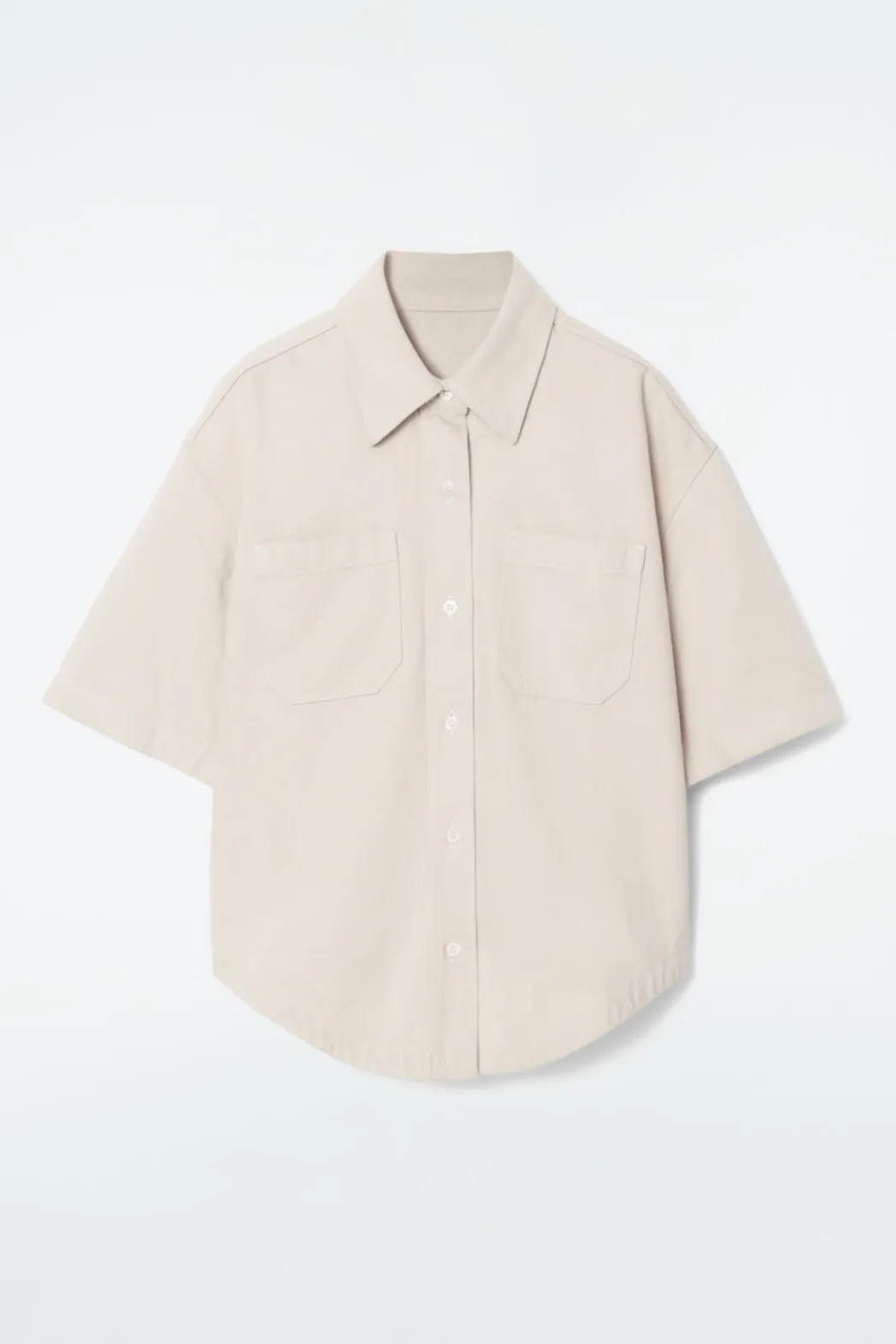COS RELAXED SHORT-SLEEVED DENIM SHIRT BEIGE