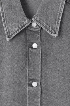 Discount COS RELAXED SHORT-SLEEVED DENIM SHIRT WASHED GRAY