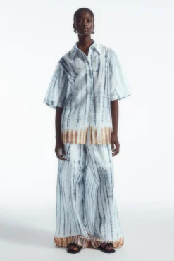 New COS RELAXED SHORT-SLEEVED SHIRT WHITE / BLUE