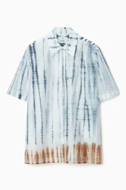 New COS RELAXED SHORT-SLEEVED SHIRT WHITE / BLUE