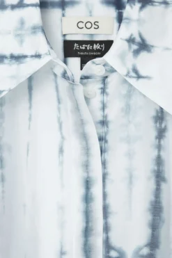 New COS RELAXED SHORT-SLEEVED SHIRT WHITE / BLUE