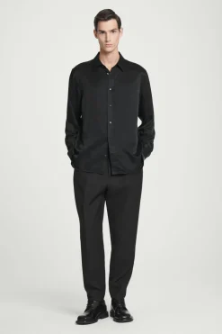 Discount COS RELAXED SILK SHIRT BLACK