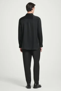 Discount COS RELAXED SILK SHIRT BLACK
