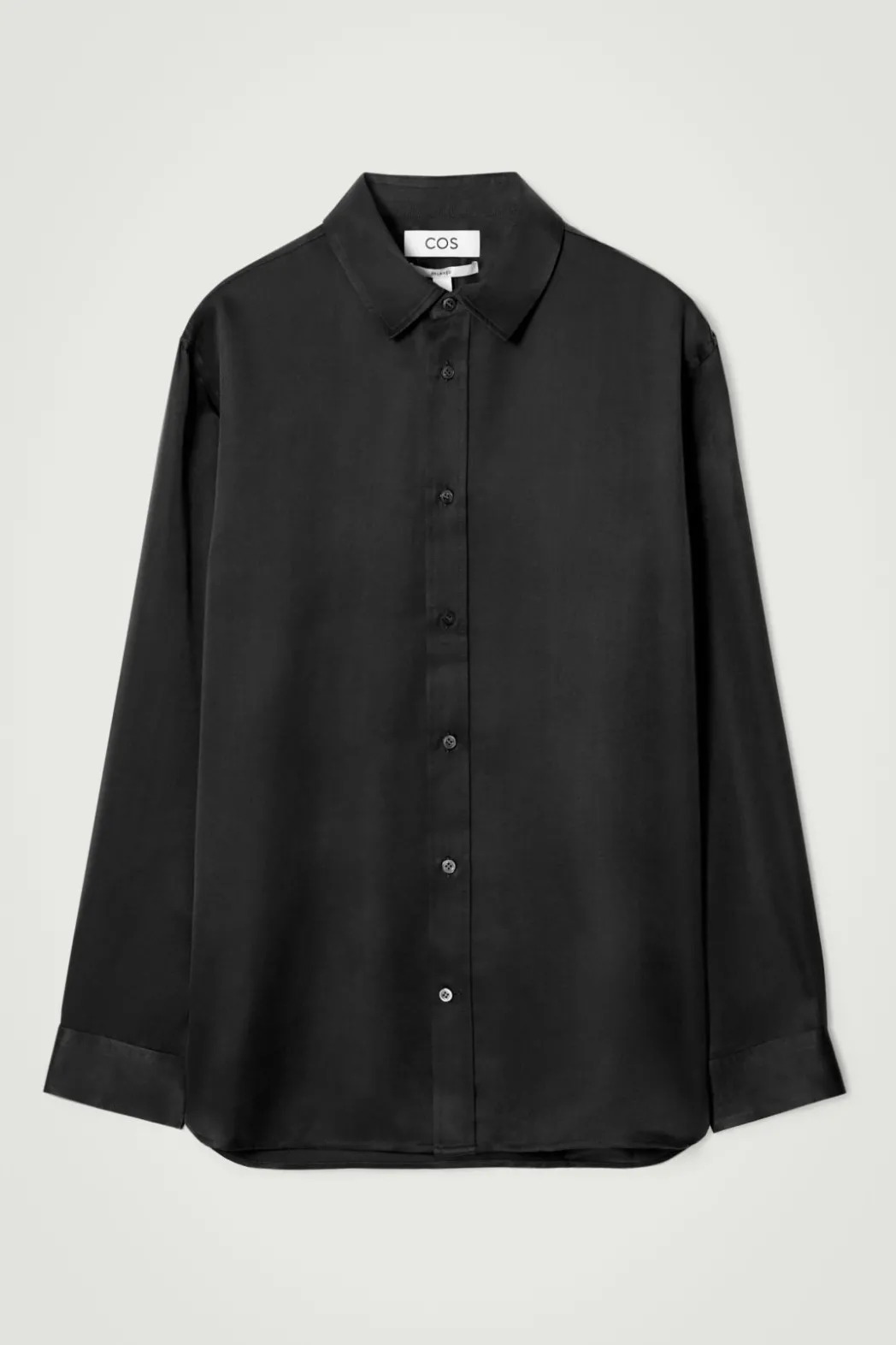 Discount COS RELAXED SILK SHIRT BLACK