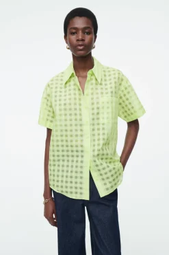 Best COS RELAXED SILK-BLEND UTILITY SHIRT NEON YELLOW