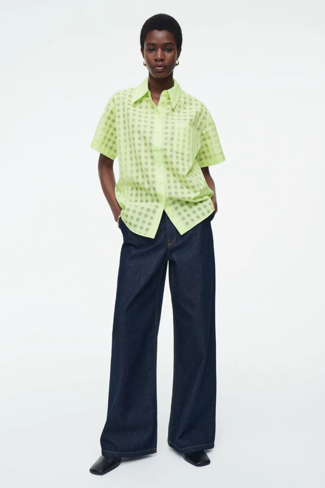 Best COS RELAXED SILK-BLEND UTILITY SHIRT NEON YELLOW