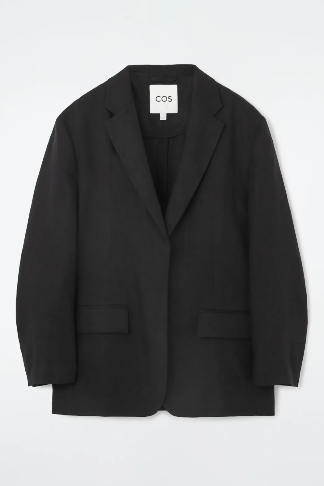 Sale COS RELAXED SINGLE-BREASTED LINEN BLAZER BLACK