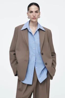 New COS RELAXED SINGLE-BREASTED WOOL-BLEND BLAZER MOLE