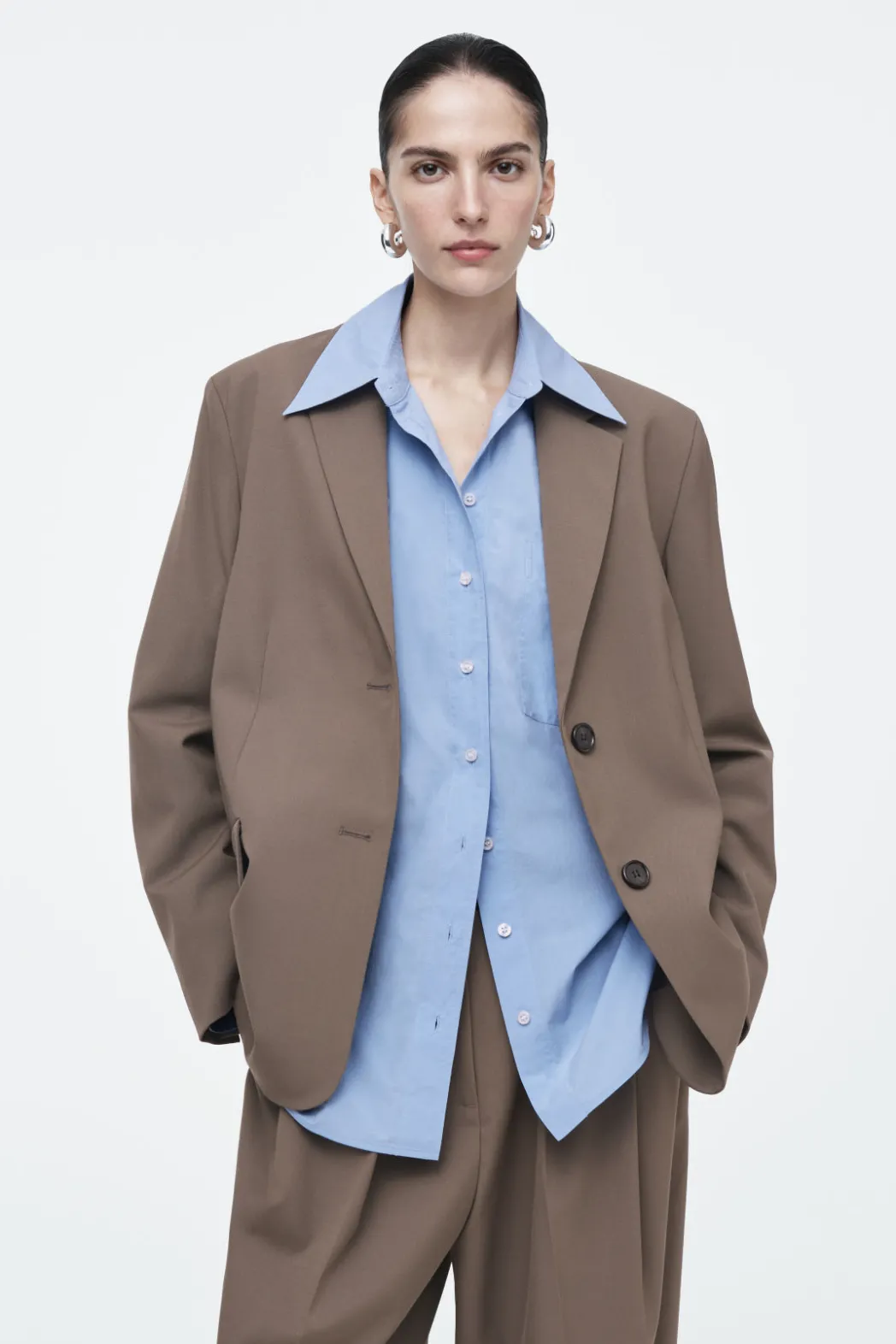 New COS RELAXED SINGLE-BREASTED WOOL-BLEND BLAZER MOLE
