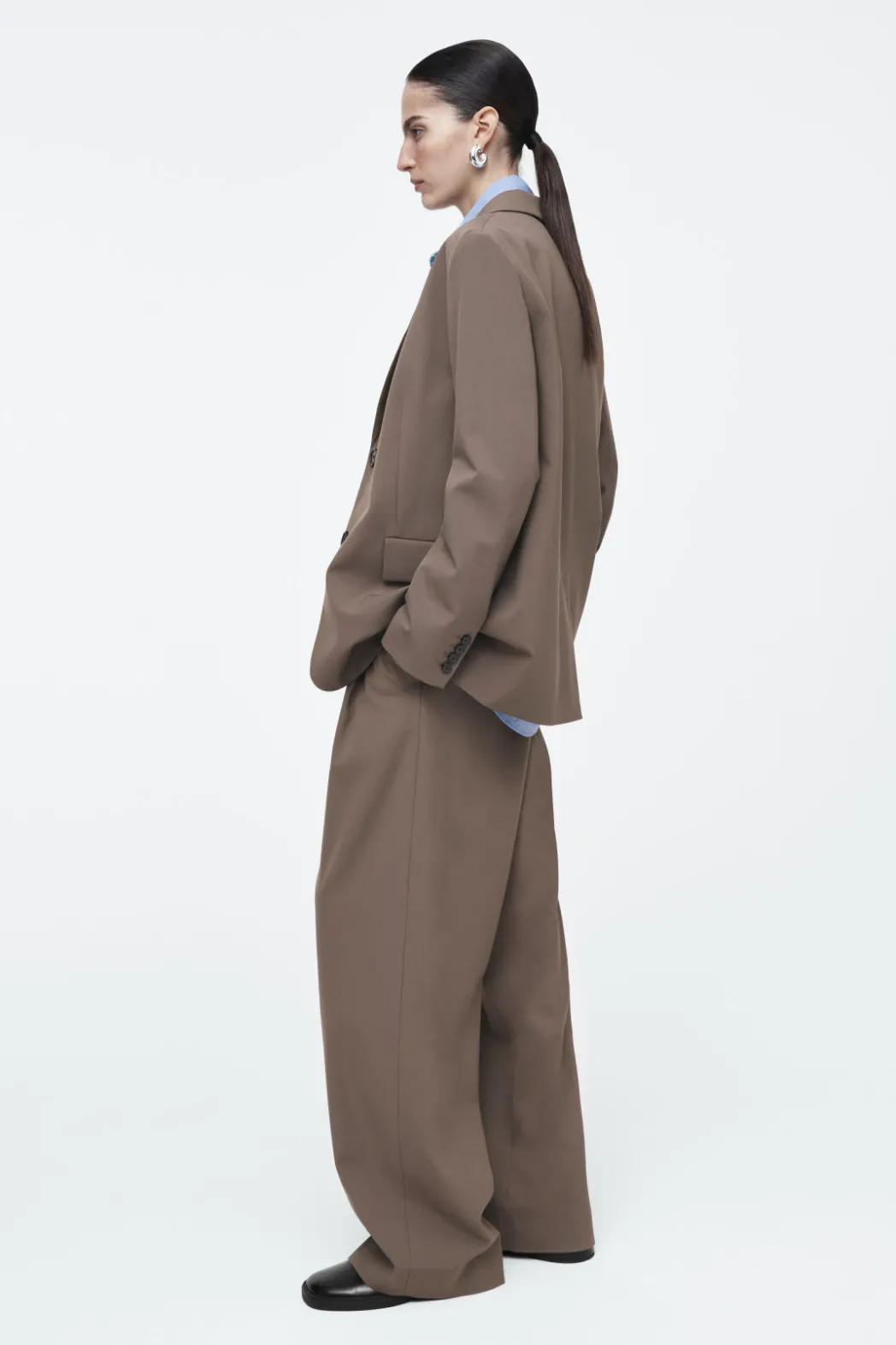 New COS RELAXED SINGLE-BREASTED WOOL-BLEND BLAZER MOLE