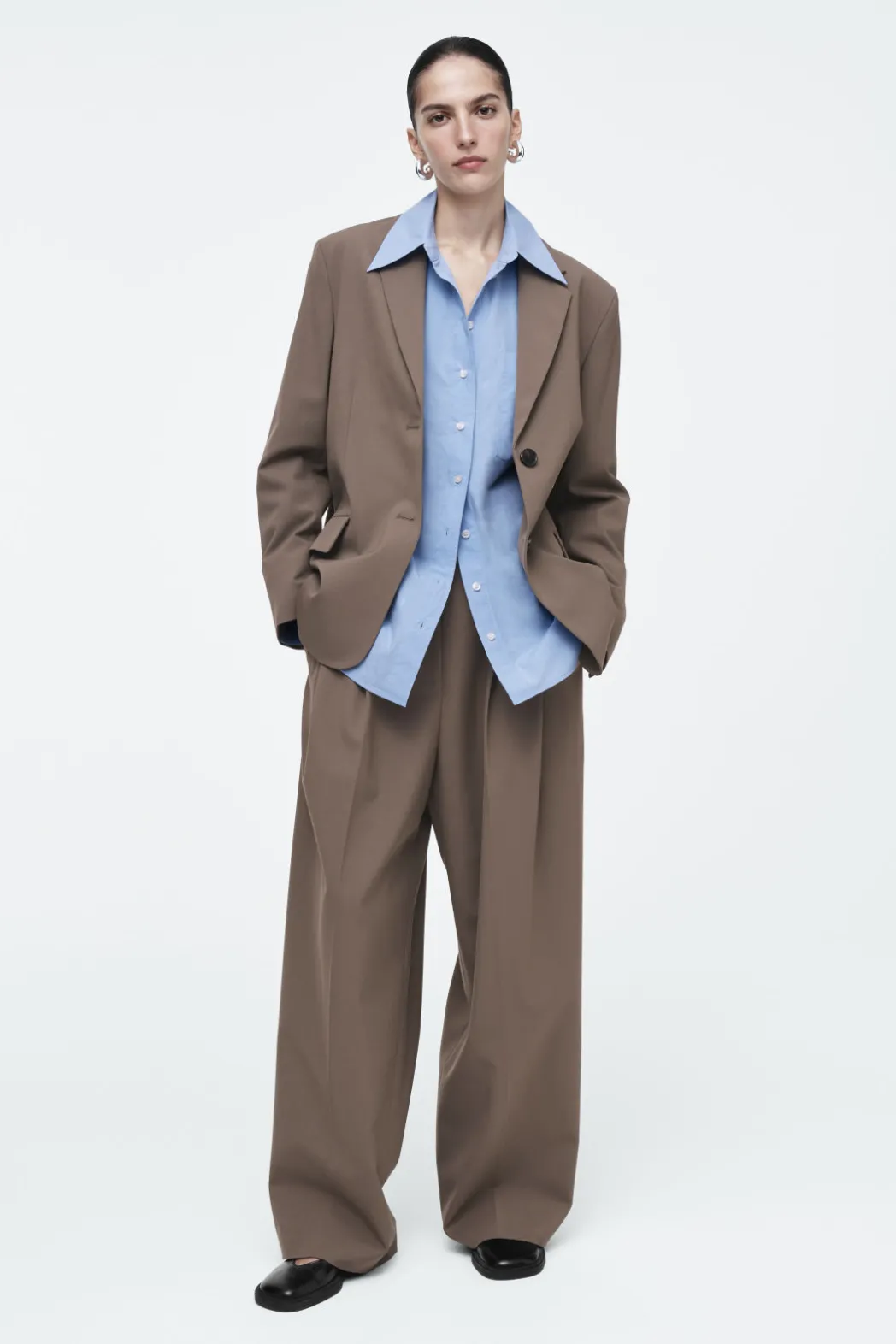 New COS RELAXED SINGLE-BREASTED WOOL-BLEND BLAZER MOLE