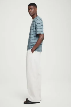 Discount COS RELAXED STRIPED COTTON-BOUCLÉ T-SHIRT BLUE / STRIPED