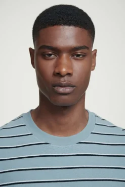 Discount COS RELAXED STRIPED COTTON-BOUCLÉ T-SHIRT BLUE / STRIPED
