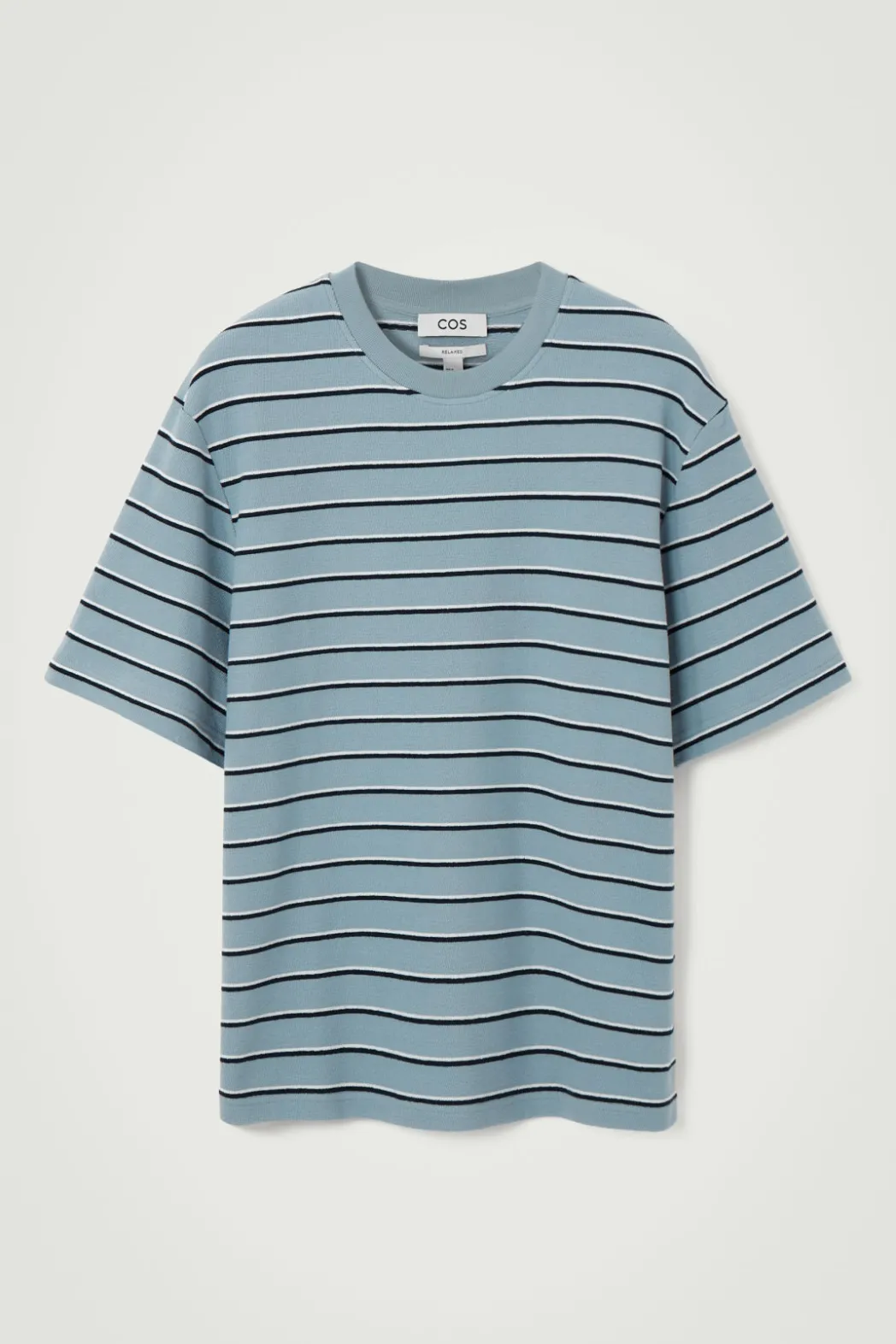 Discount COS RELAXED STRIPED COTTON-BOUCLÉ T-SHIRT BLUE / STRIPED