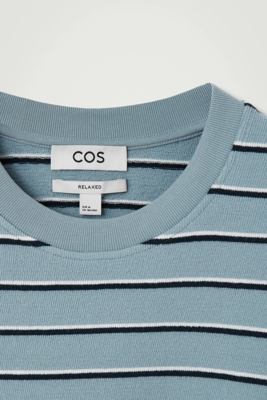 Discount COS RELAXED STRIPED COTTON-BOUCLÉ T-SHIRT BLUE / STRIPED