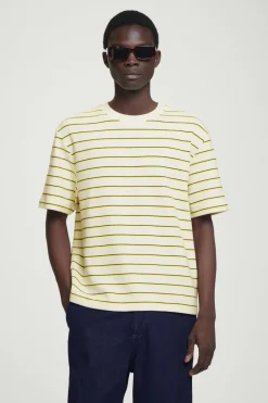 Hot COS RELAXED STRIPED COTTON-BOUCLÉ T-SHIRT YELLOW / STRIPED
