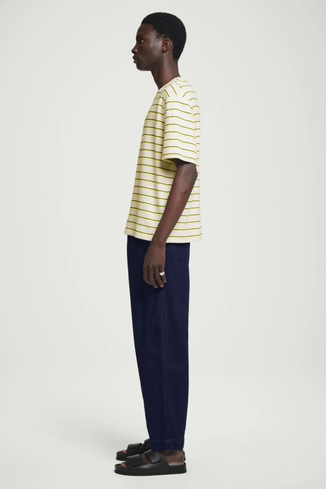 Hot COS RELAXED STRIPED COTTON-BOUCLÉ T-SHIRT YELLOW / STRIPED