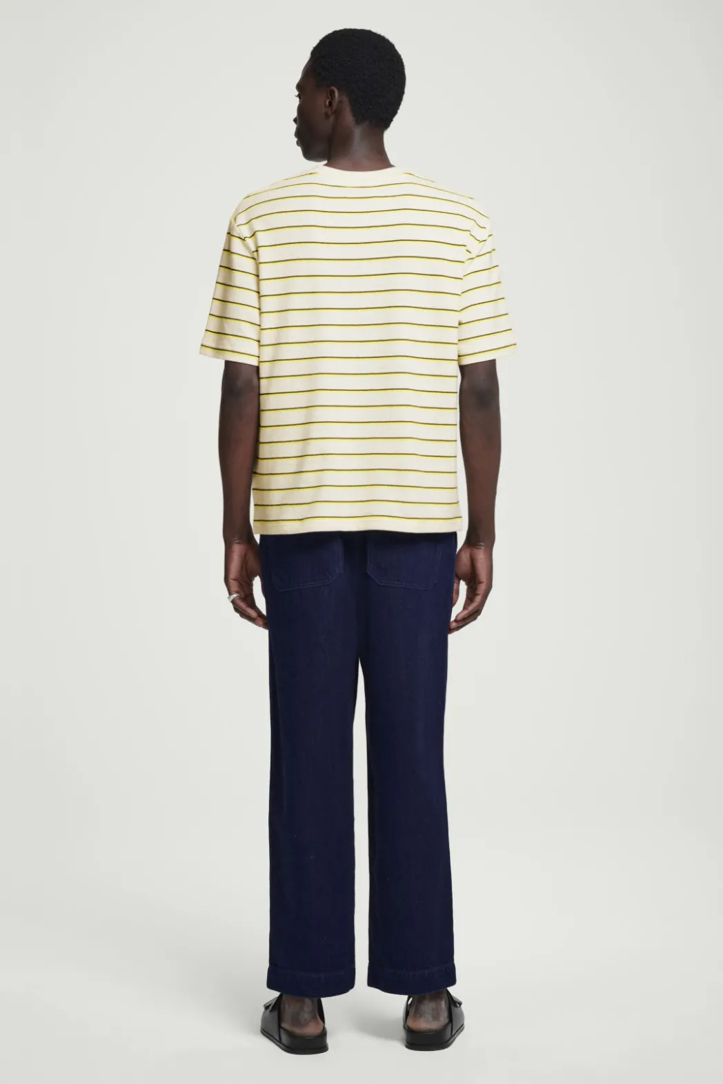 Hot COS RELAXED STRIPED COTTON-BOUCLÉ T-SHIRT YELLOW / STRIPED
