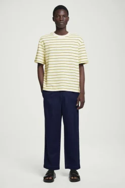 Hot COS RELAXED STRIPED COTTON-BOUCLÉ T-SHIRT YELLOW / STRIPED