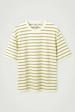 Hot COS RELAXED STRIPED COTTON-BOUCLÉ T-SHIRT YELLOW / STRIPED