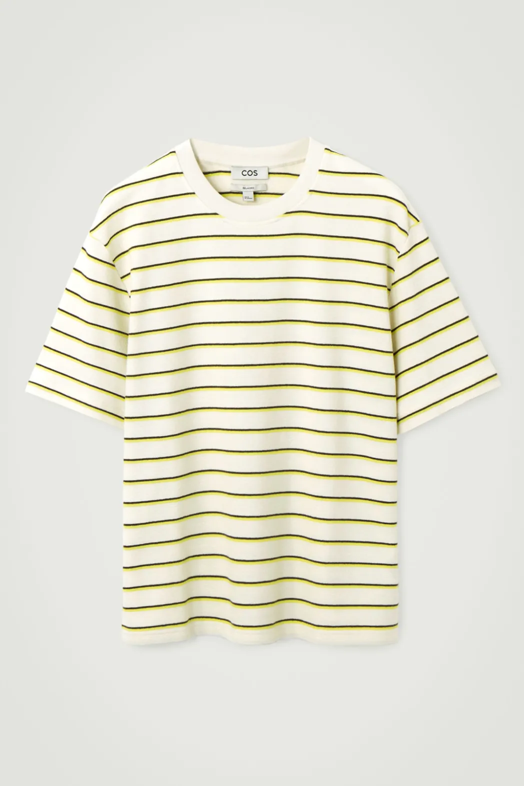 Hot COS RELAXED STRIPED COTTON-BOUCLÉ T-SHIRT YELLOW / STRIPED