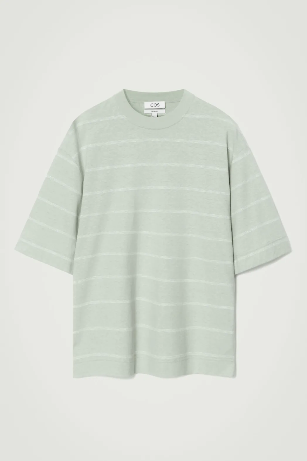 Clearance COS RELAXED STRIPED HEMP-JERSEY T-SHIRT LIGHT TURQUOISE / STRIPED