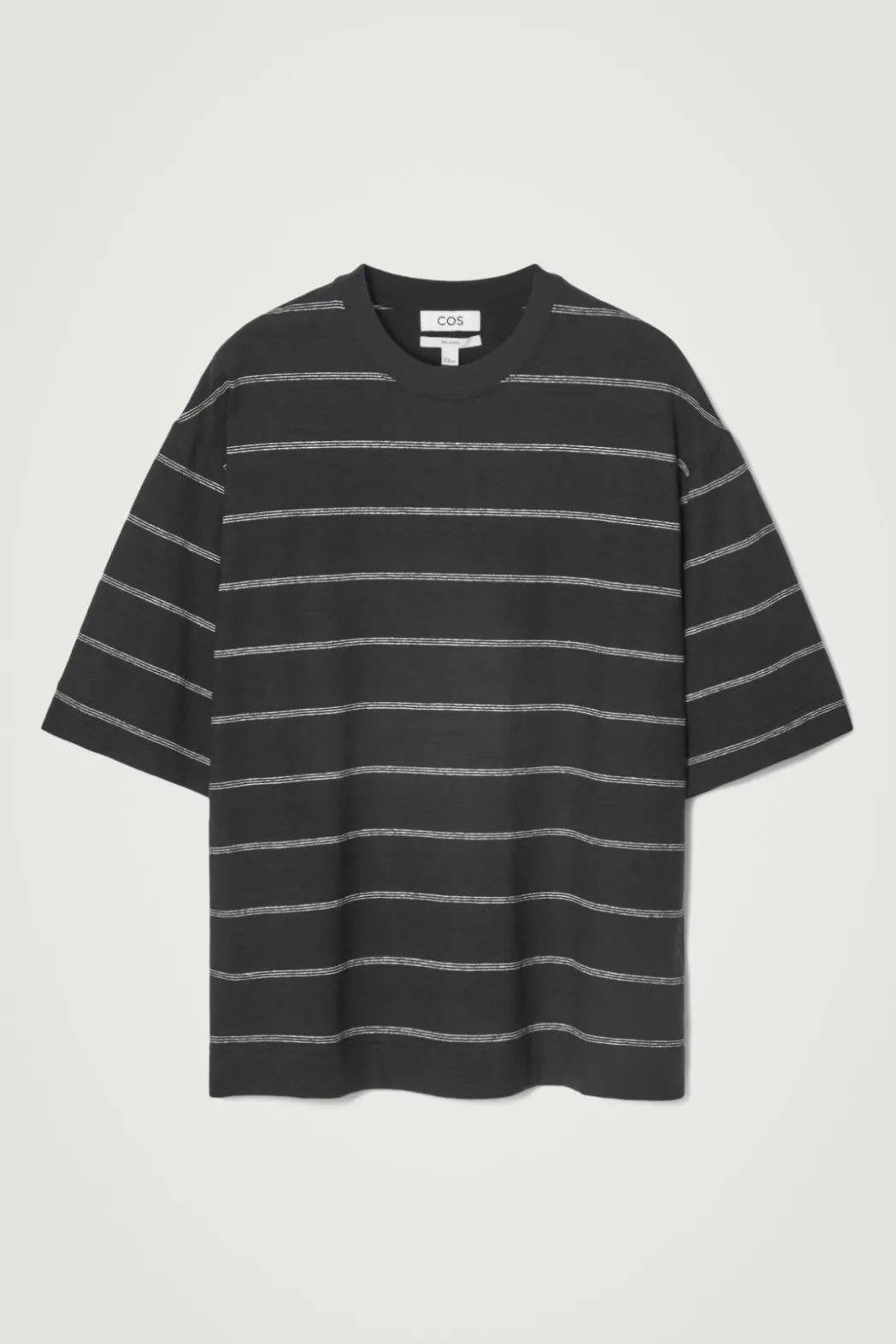 Discount COS RELAXED STRIPED HEMP-JERSEY T-SHIRT BLACK / STRIPED
