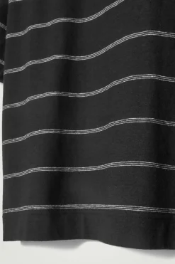 Discount COS RELAXED STRIPED HEMP-JERSEY T-SHIRT BLACK / STRIPED