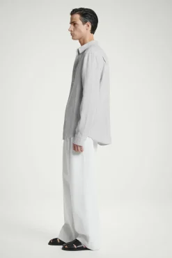 Hot COS RELAXED STRIPED LINEN LONG-SLEEVED SHIRT GRAY / STRIPED