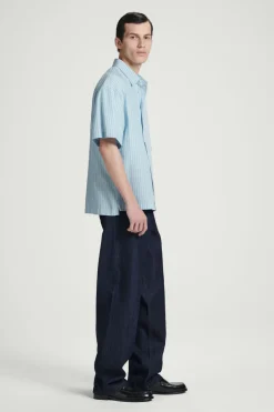 Outlet COS RELAXED STRIPED SHORT-SLEEVED SHIRT BLUE / STRIPED