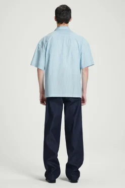 Outlet COS RELAXED STRIPED SHORT-SLEEVED SHIRT BLUE / STRIPED