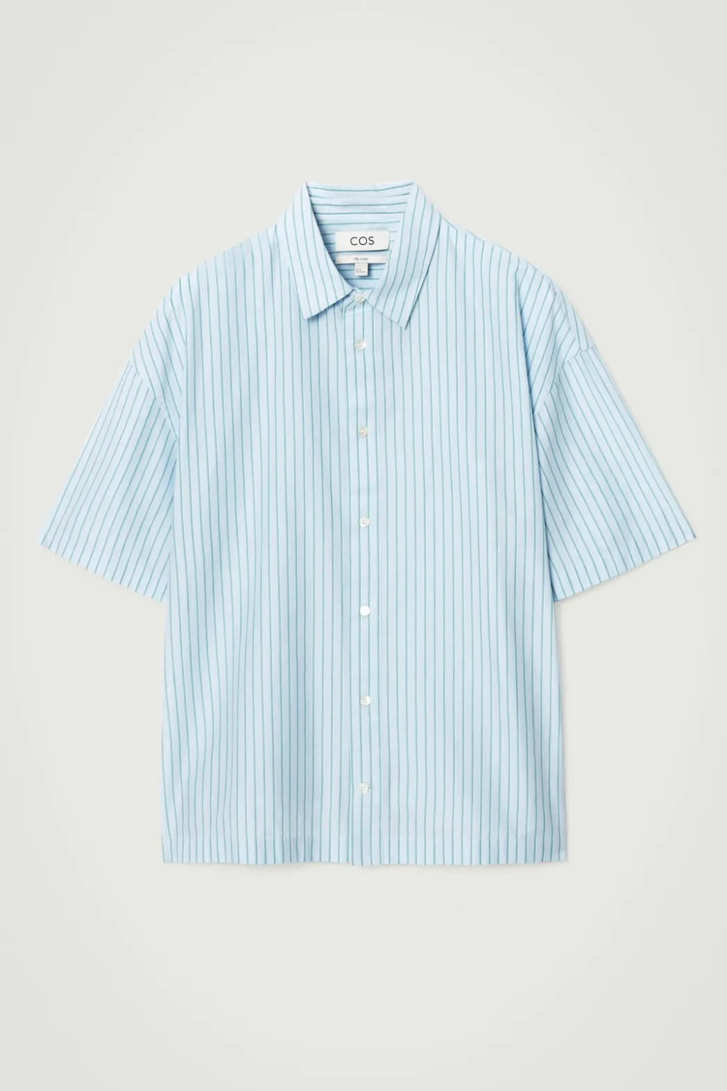 Outlet COS RELAXED STRIPED SHORT-SLEEVED SHIRT BLUE / STRIPED