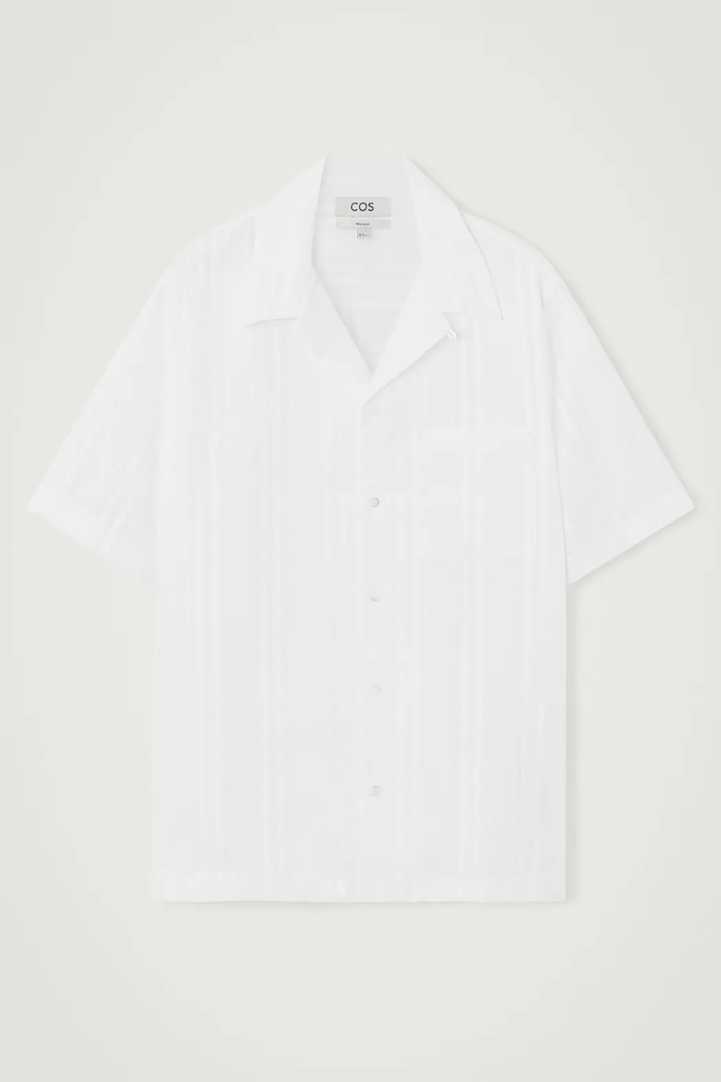 Hot COS RELAXED STRIPE-JACQUARD COTTON SHORT-SLEEVED SHIRT WHITE