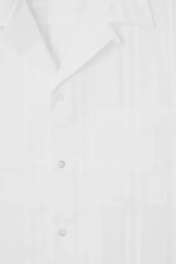 Hot COS RELAXED STRIPE-JACQUARD COTTON SHORT-SLEEVED SHIRT WHITE