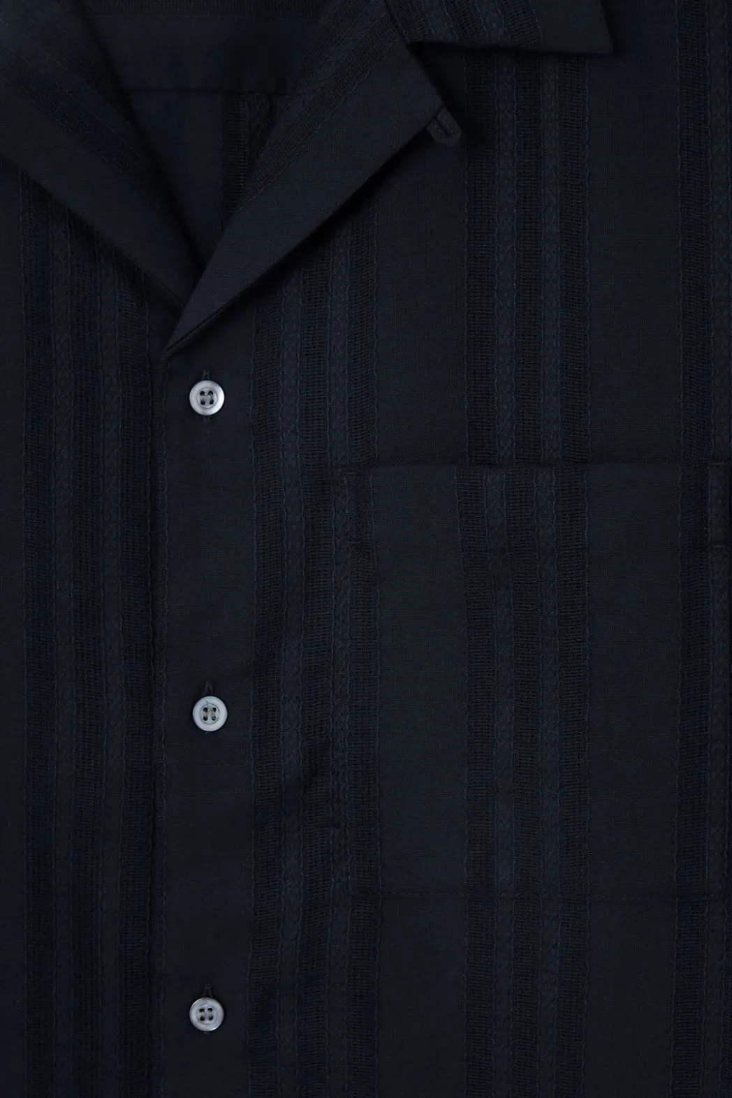 Hot COS RELAXED STRIPE-JACQUARD COTTON SHORT-SLEEVED SHIRT NAVY BLUE