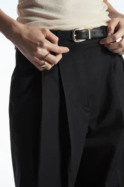 Discount COS RELAXED TAILORED WIDE-LEG PANTS BLACK
