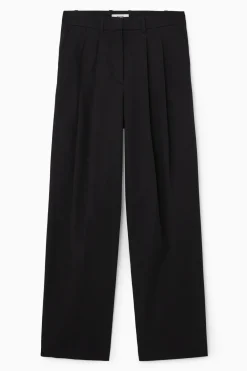 Discount COS RELAXED TAILORED WIDE-LEG PANTS BLACK