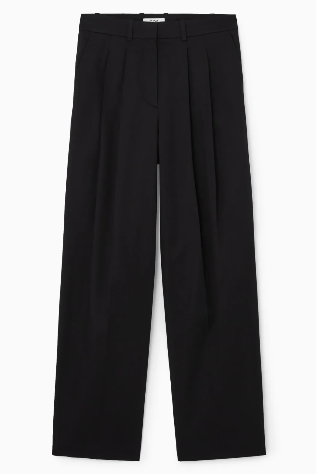 Discount COS RELAXED TAILORED WIDE-LEG PANTS BLACK