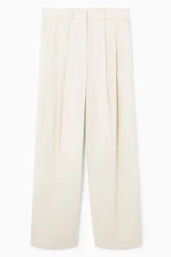 COS RELAXED TAILORED WIDE-LEG PANTS CREAM