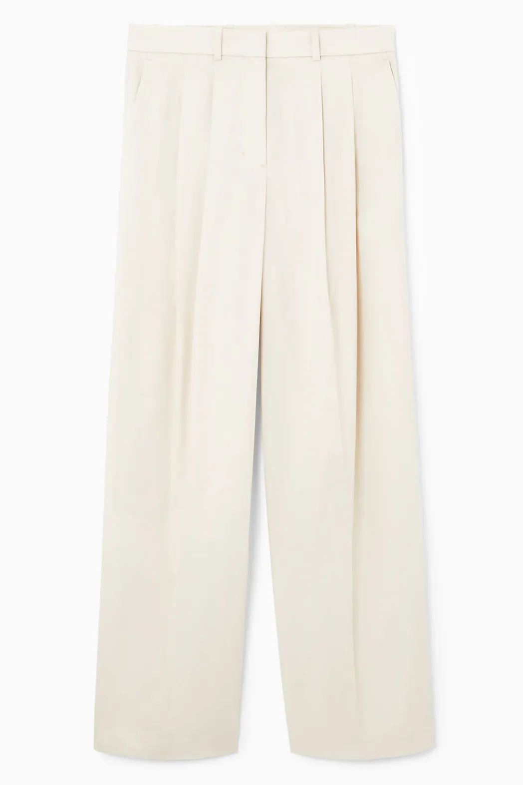 COS RELAXED TAILORED WIDE-LEG PANTS CREAM