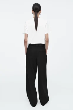 Sale COS RELAXED TAILORED WOOL WIDE-LEG PANTS BLACK